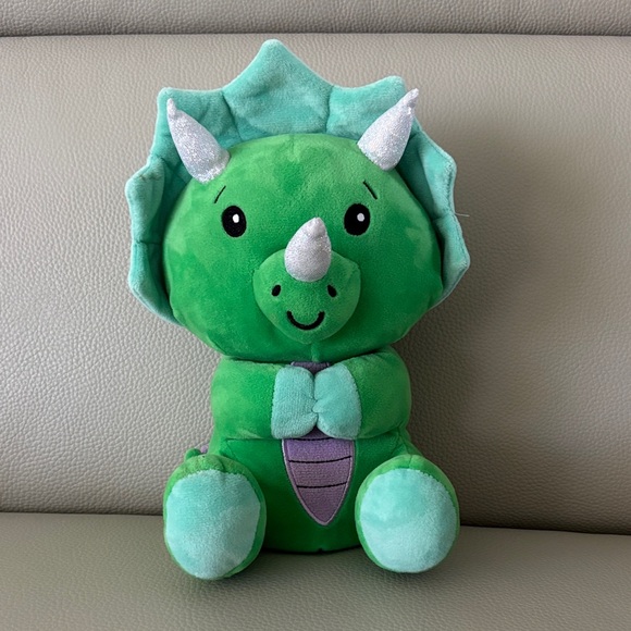 Cute Green Triceratops Plush with Silver Horns - Picture 1 of 2